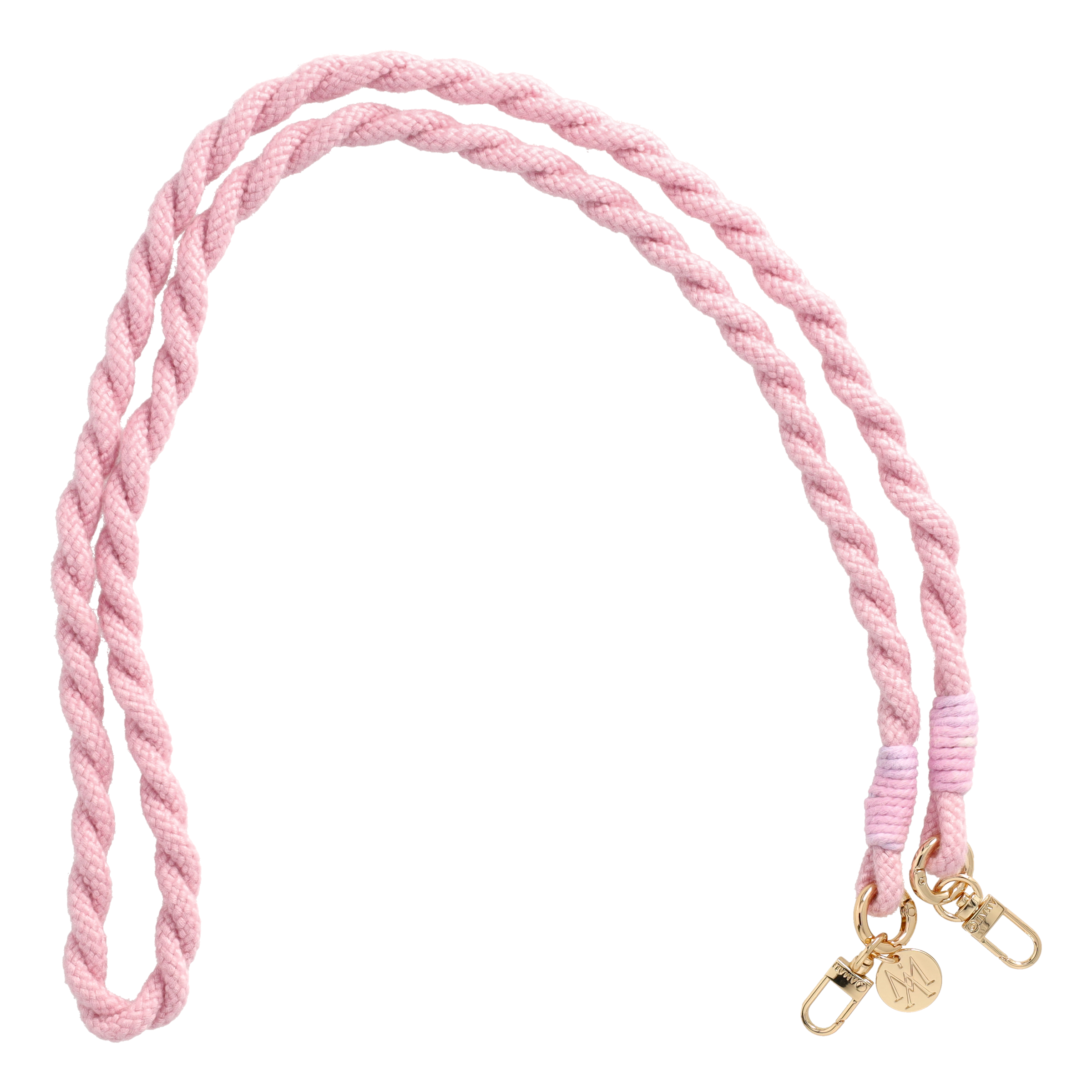 Handgemachte Handykordel Gedrehtes Umhängeband für Handyhüllen Gold - Rosa (Rainbow)