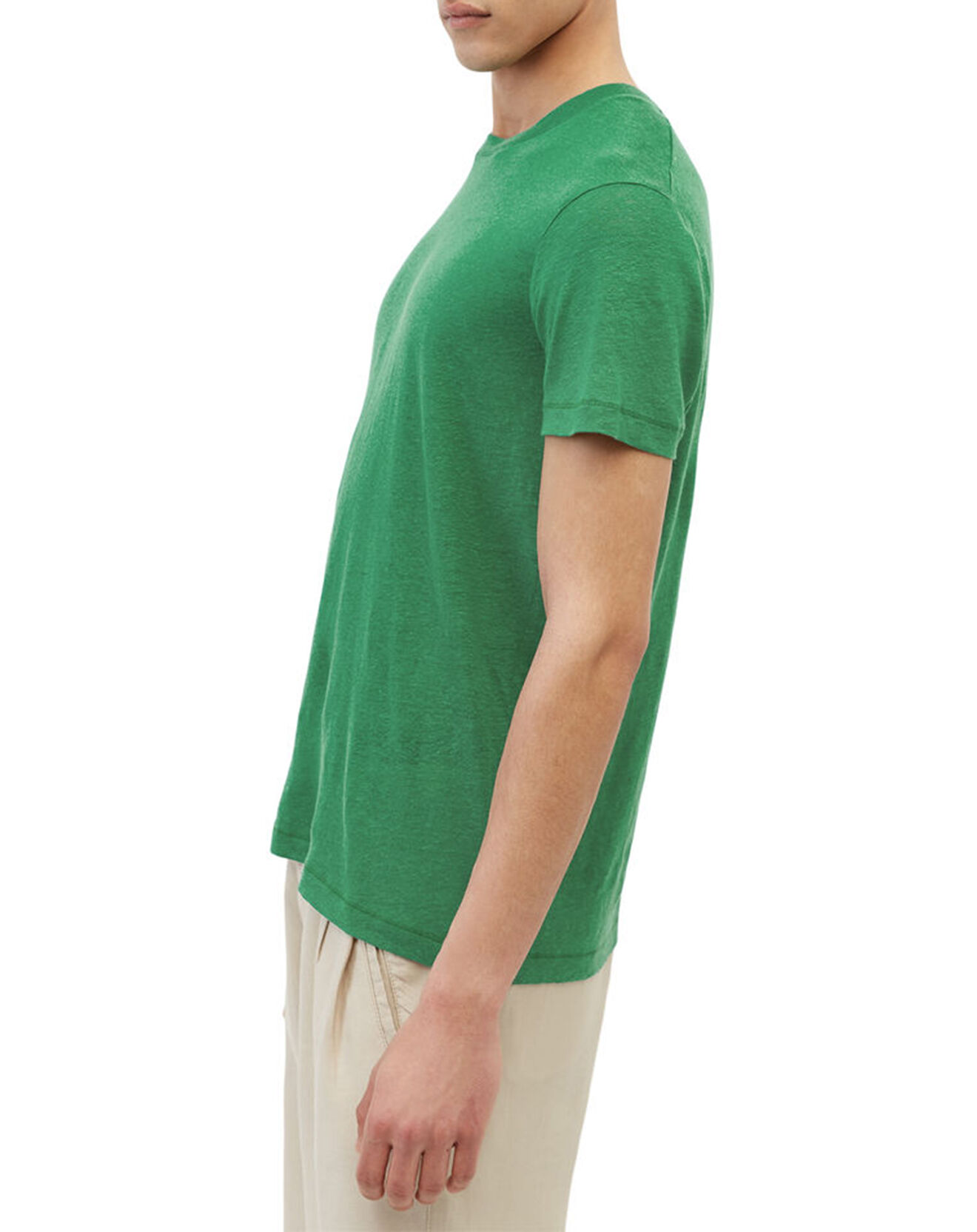 Marc O'Polo T-Shirt 100% Lin manches courtes Col Rond vert emeraude