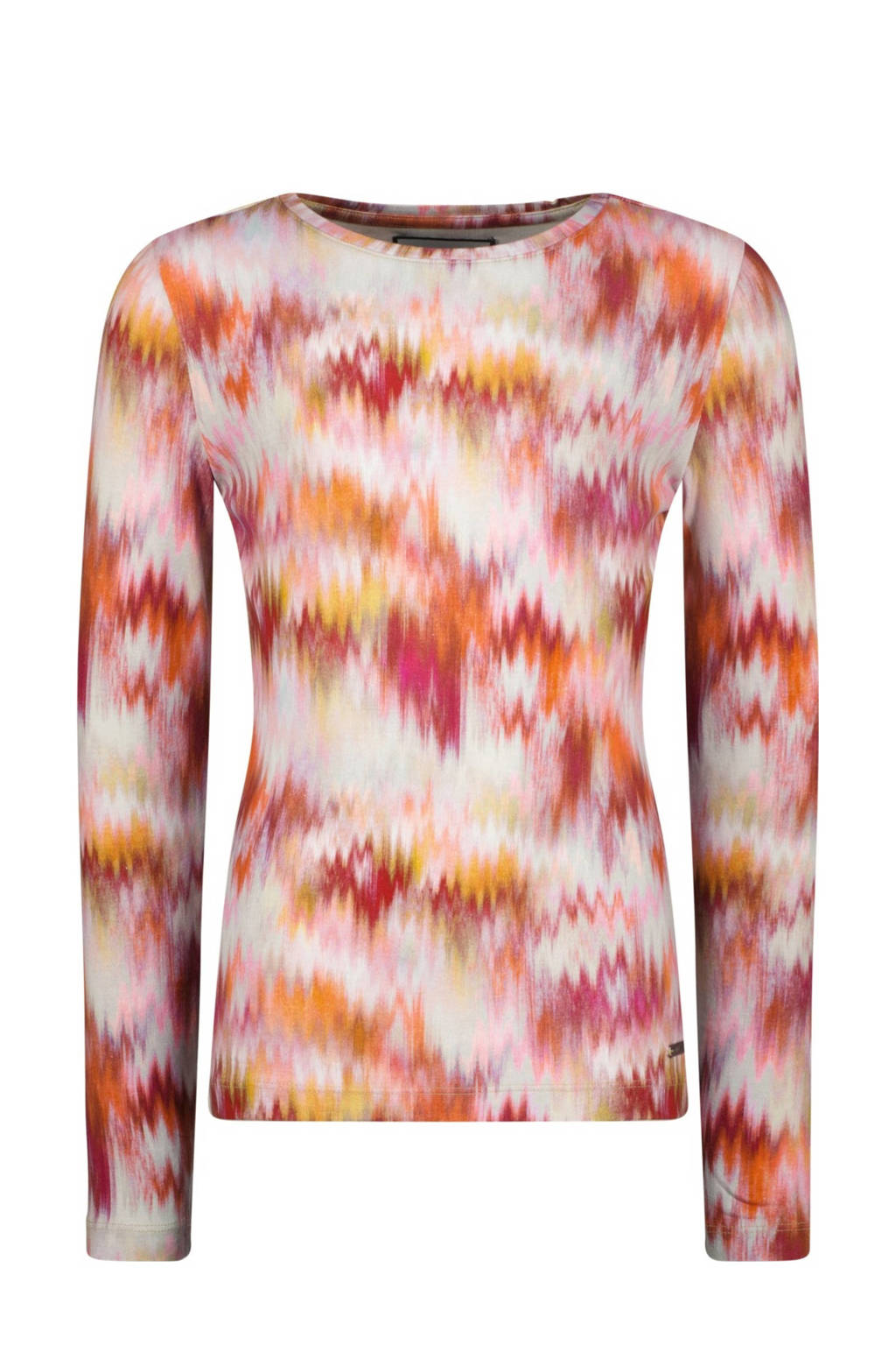 Raizzed longsleeve Jana met all over print beige/rood/oranje