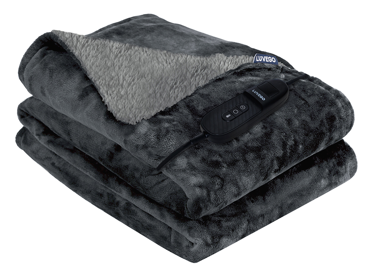 Luvego fleece/sherpa elektrische deken 160x120cm - Dark Grey