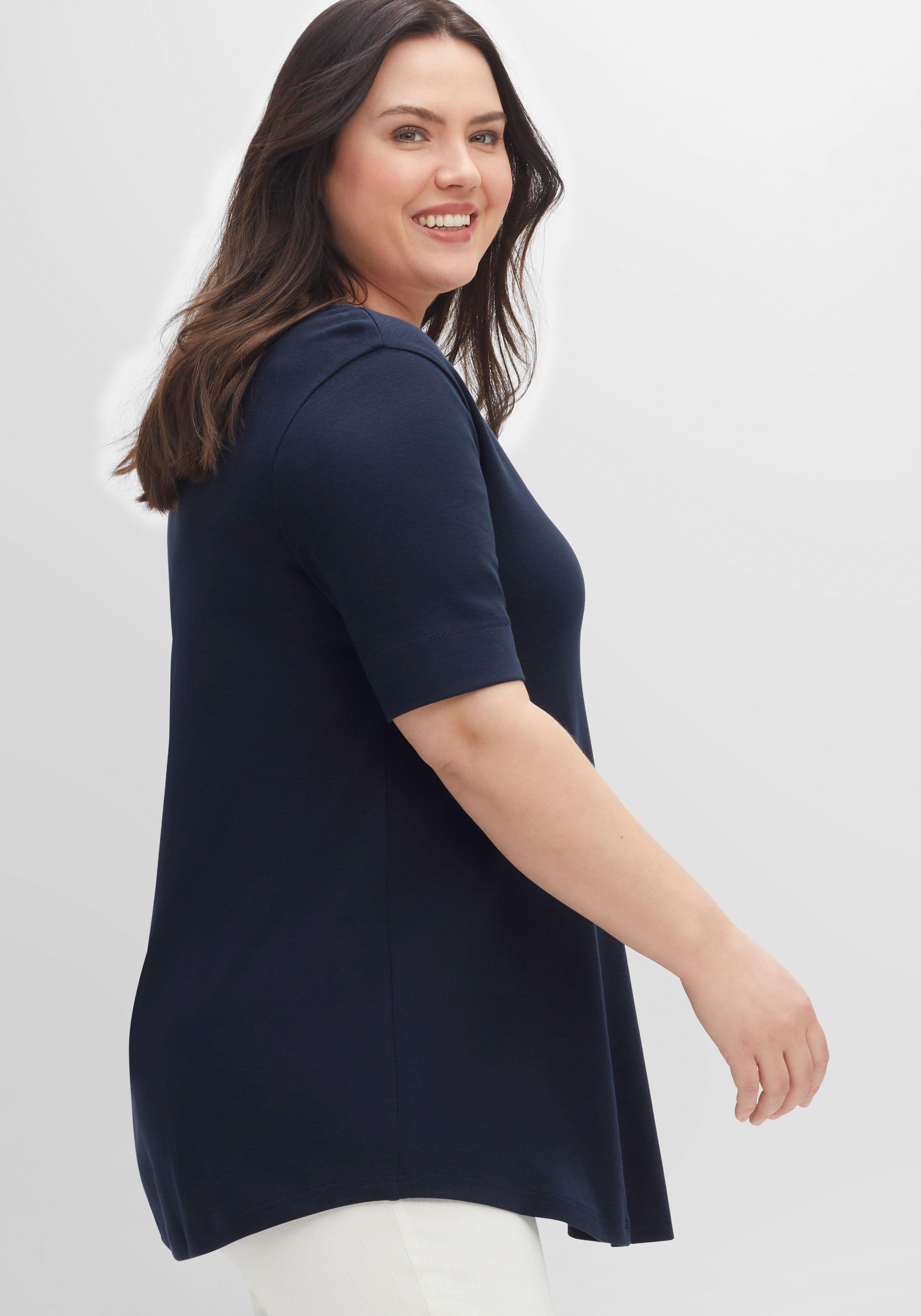 Longshirt mit abgerundetem Saum