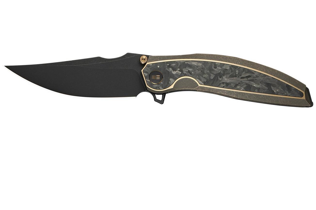 WE Knife Quinseris WE23093-2 Black Stonewashed Bronze Titanium Shredded Carbon Inlay, zakmes