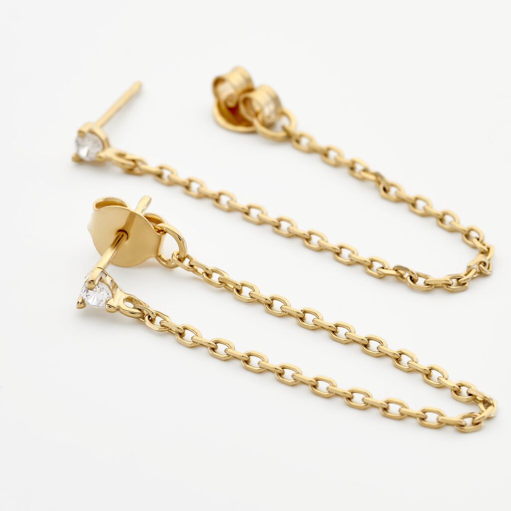 Boucles D'oreilles Pendantes Plaqué Or Lienard Oxydes De Zirconium