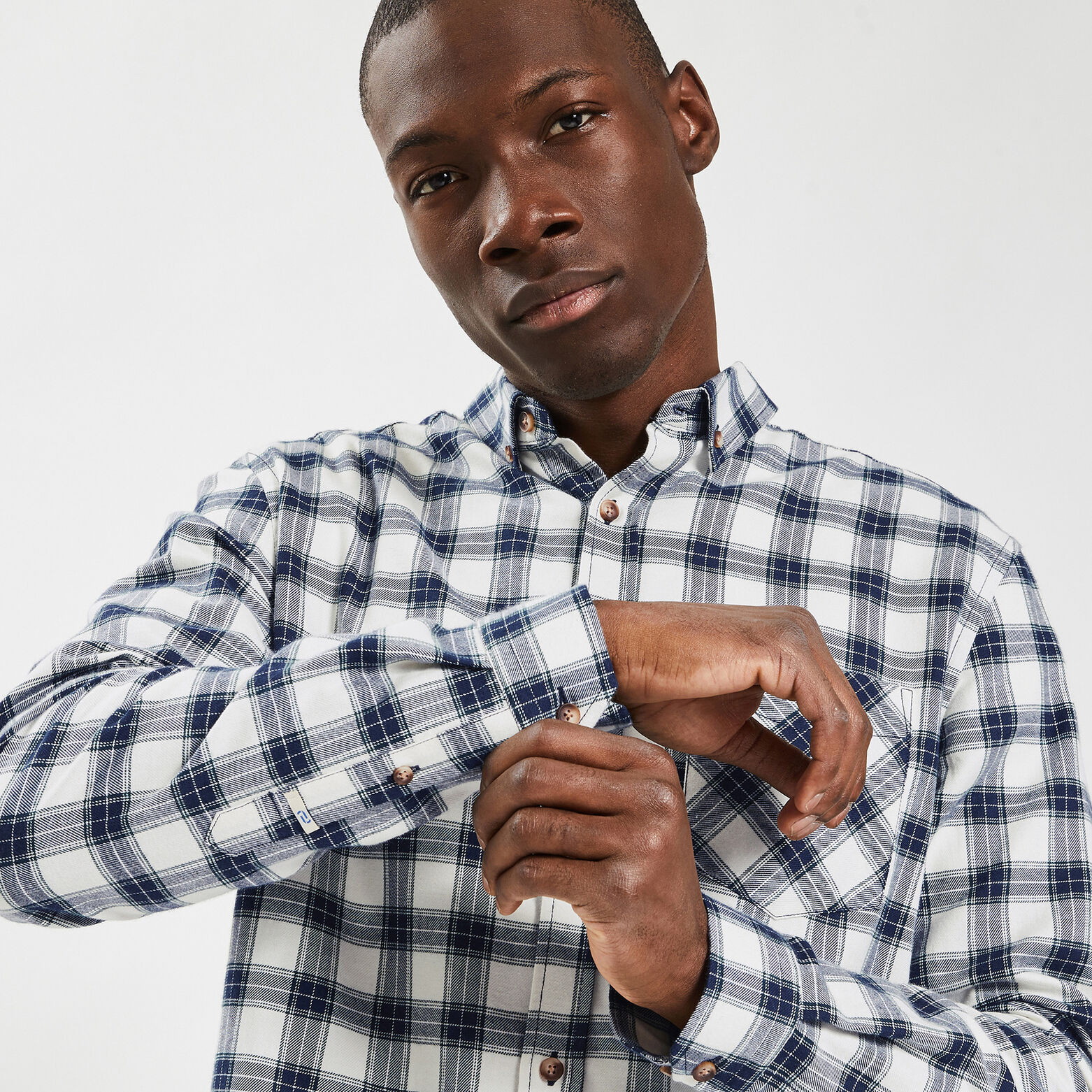 Chemise regular carreaux coton flanelle régénérati Vert