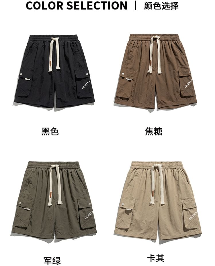 Stone Leo - Cargo shorts met middelhoge taille en letters