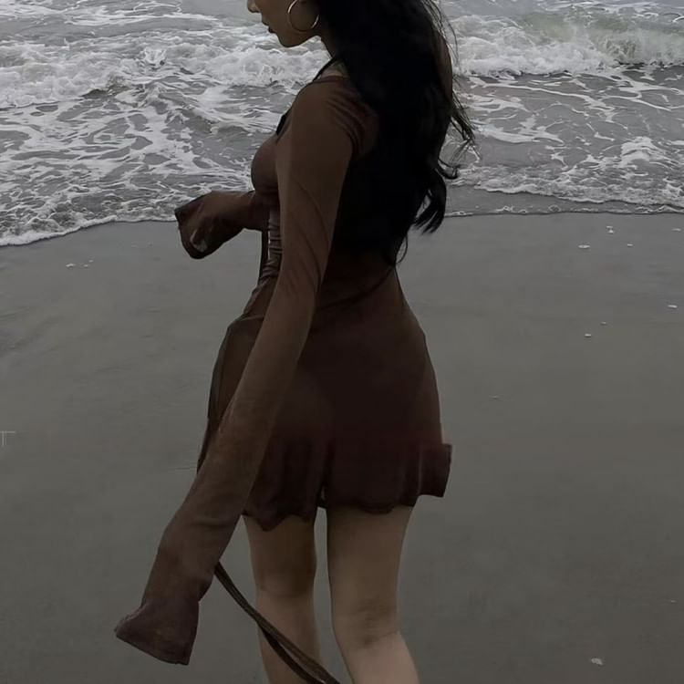 Oceanid - Set: Effen bikini + omslagjurk