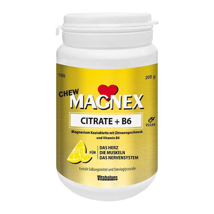 Magnex Citrate 375 mg + B6 Chew laktosefrei veg.KTA, 100 St
