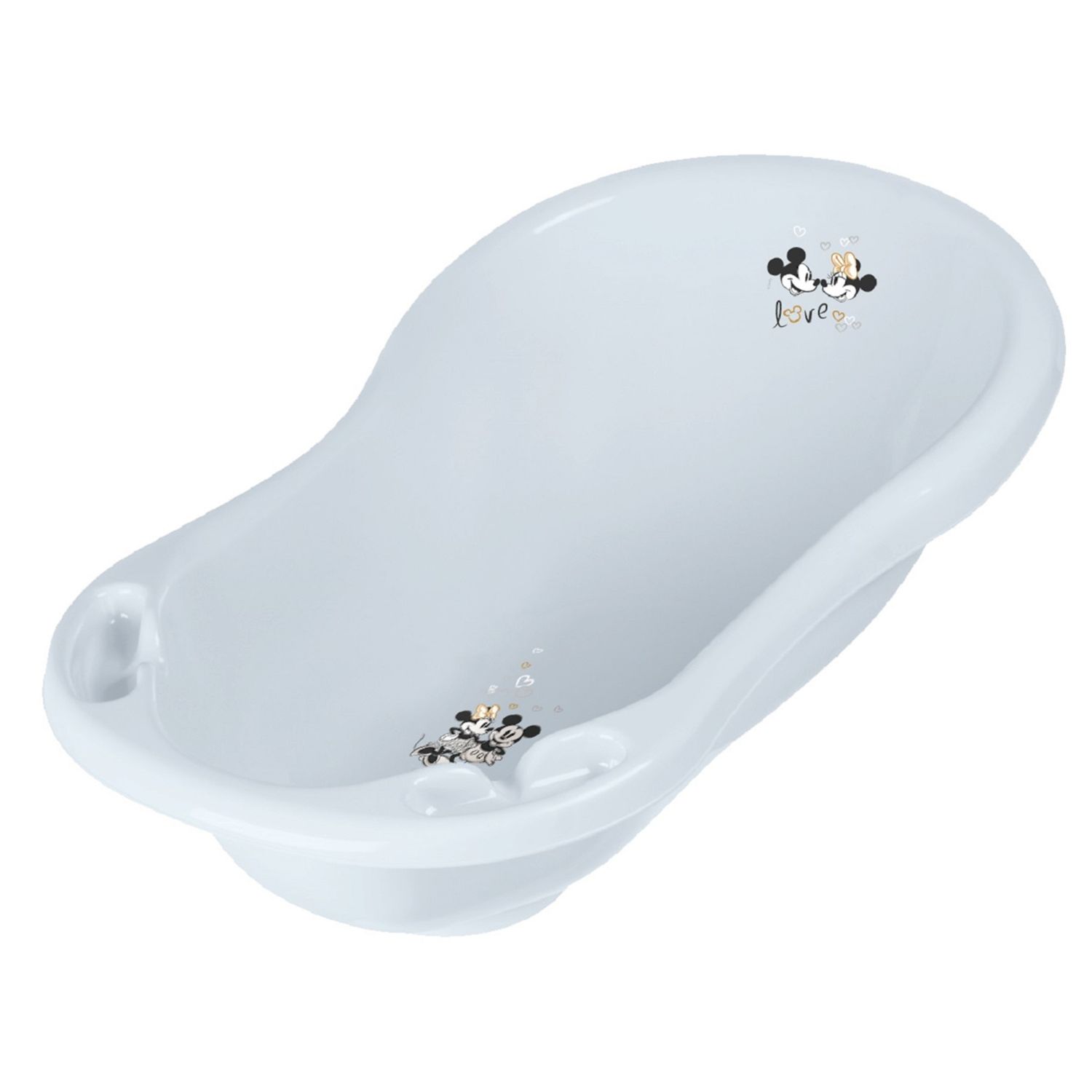 Lorelli Babybadewanne Comic 84 cm lang ergonomische Form Ablagefächer ab Geburt hellblau