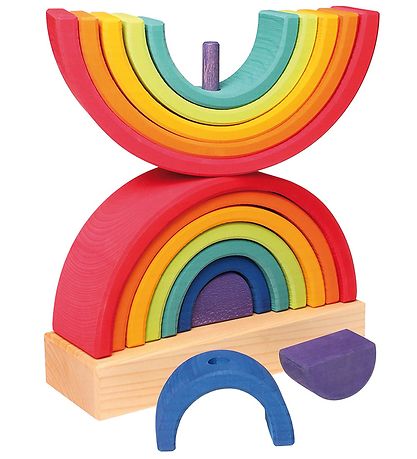 Grimms Holzspielzeug - Stapelturm - Doppel Regenbogen - Bunt