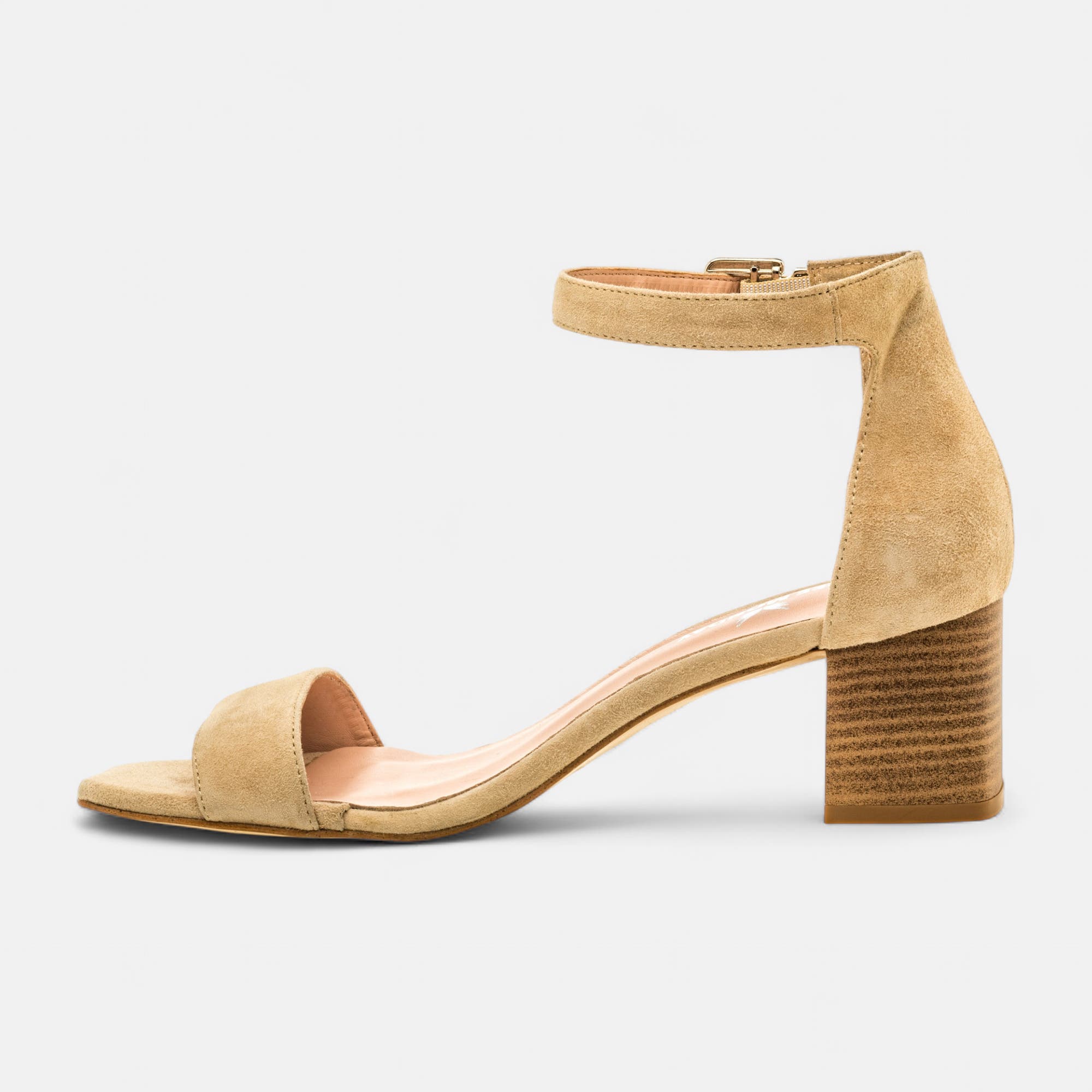 Nu-pieds à talon Femme en cuir beige