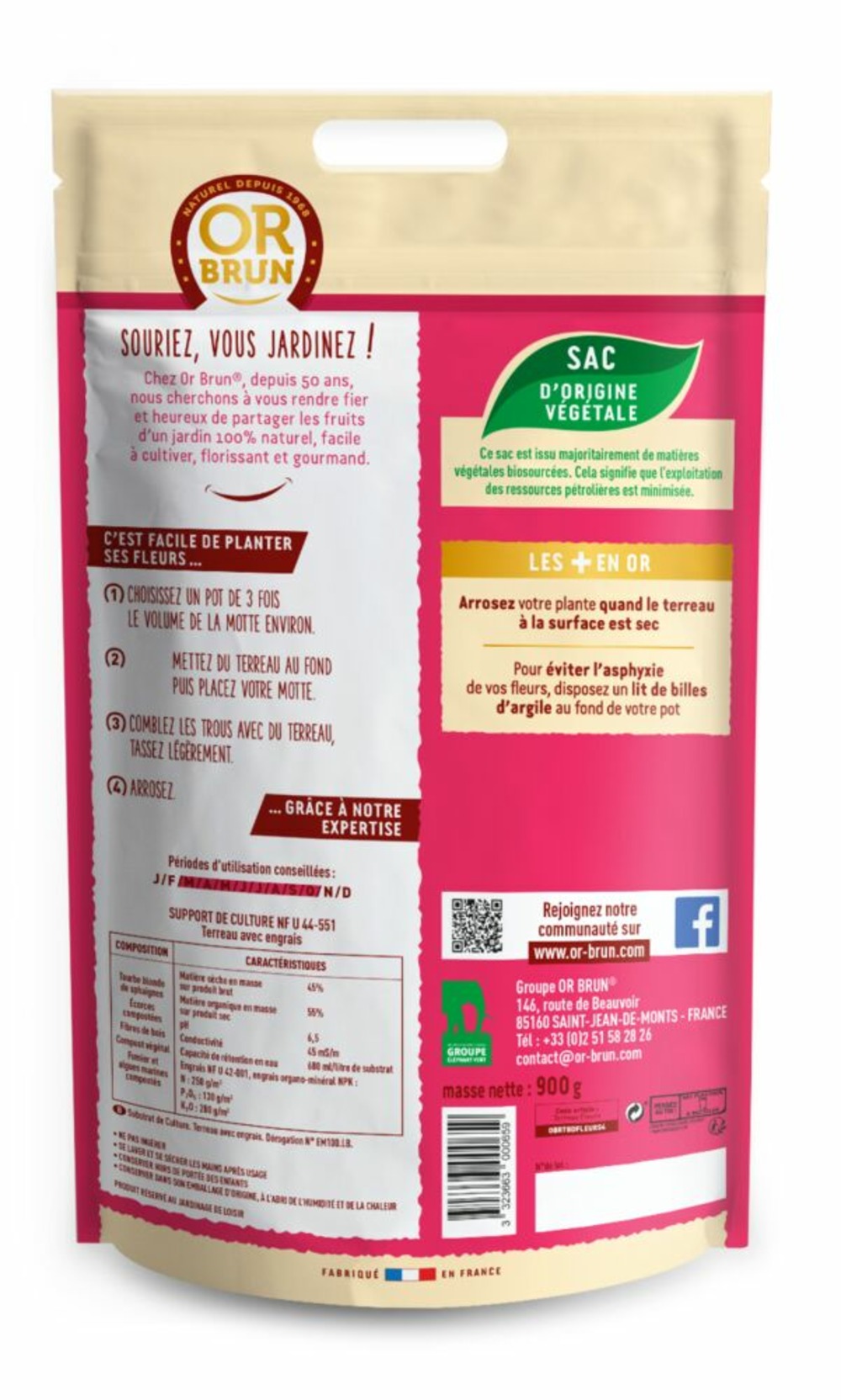 Obrtcdfleurs4 | terreau fleurs | 4l | favorise la floraison