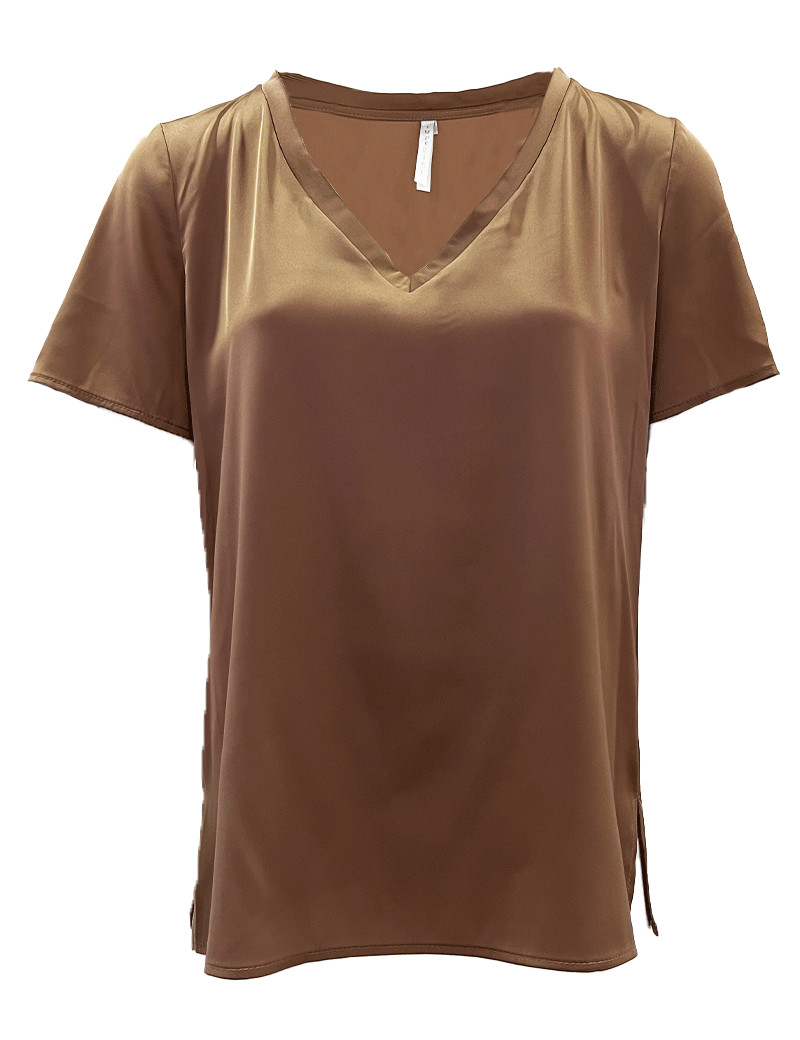 IMPERIAL TOP FEMME SATIN COL V DUNA