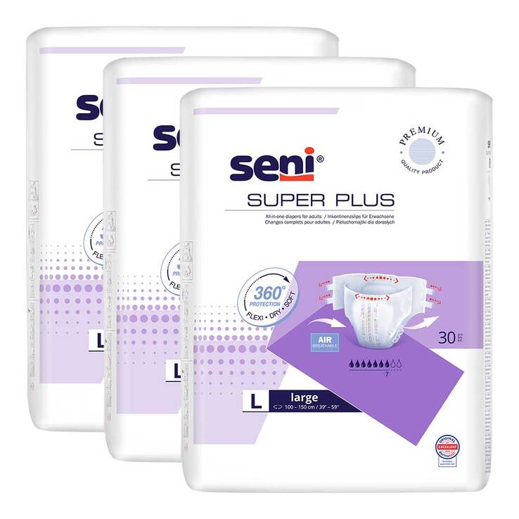 Super Seni Größe 3 large plus Windeln Nacht für Erwachsene, 3X30 St