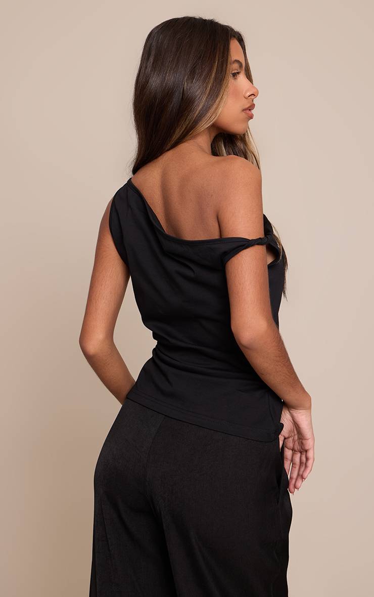 Noir Top Asymétrique À Détails De Clous Tourbillons Petite
