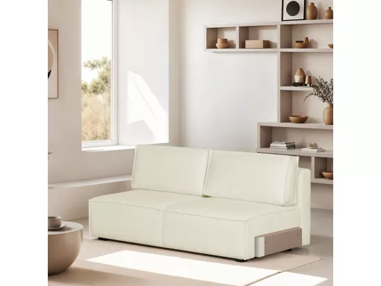 Module canapé 2 places en tissu bouclé écru - Harper Mod