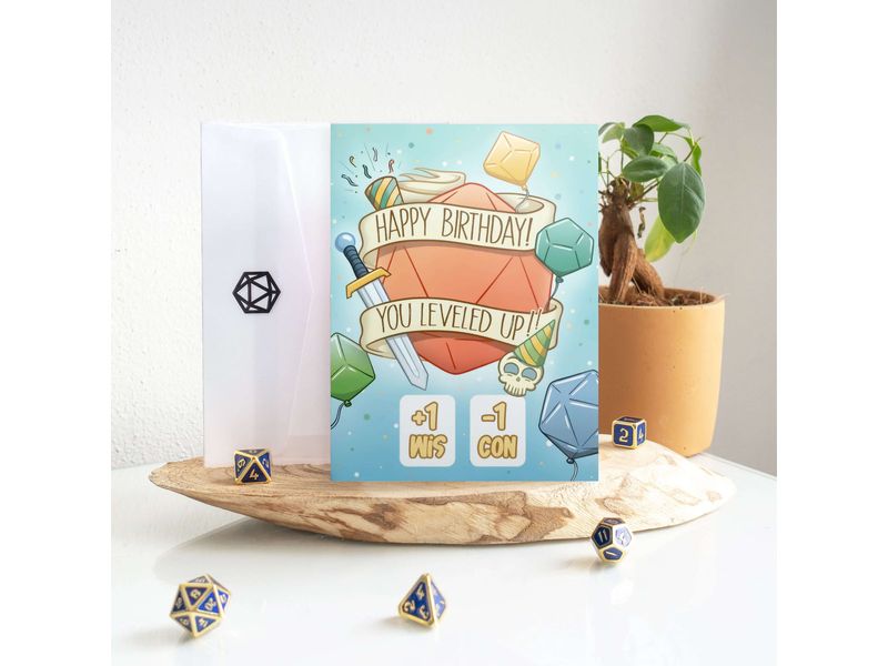 Glass Staff Geburtstagskarte Birthday D20 Mehrfarbig Grusskarte von RPG-Fans für RPG-Fans