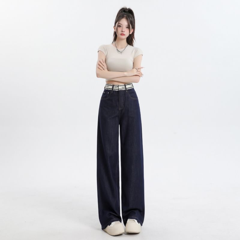 Litoya - High Waist Lettering Wide Leg Jeans (Diverse ontwerpen)