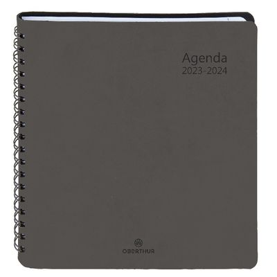 Agenda à spirale Grenade 16 bureau - 1 semaine sur 2 pages - gris - Oberthur