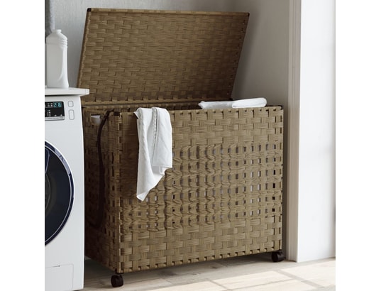 VIDAXL - Panier à linge avec roulettes 66x35x60 cm résine tressée