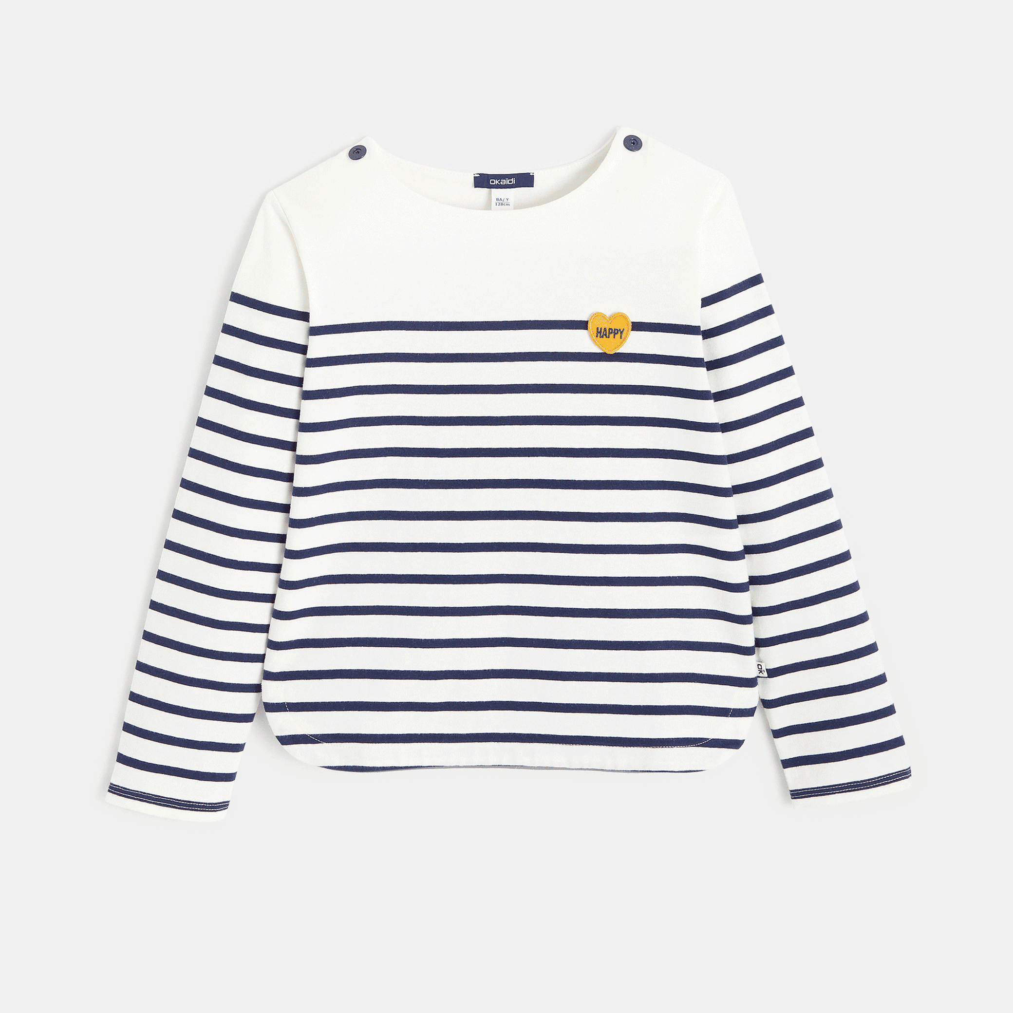 T-shirt marinière à personnaliser d'un cœur bleu fille