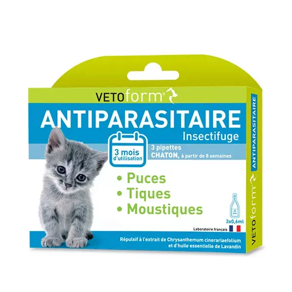 Vetoform - Tratamento Antiparasitário para Gatinhos (3 pipetas de 0,6 ml)