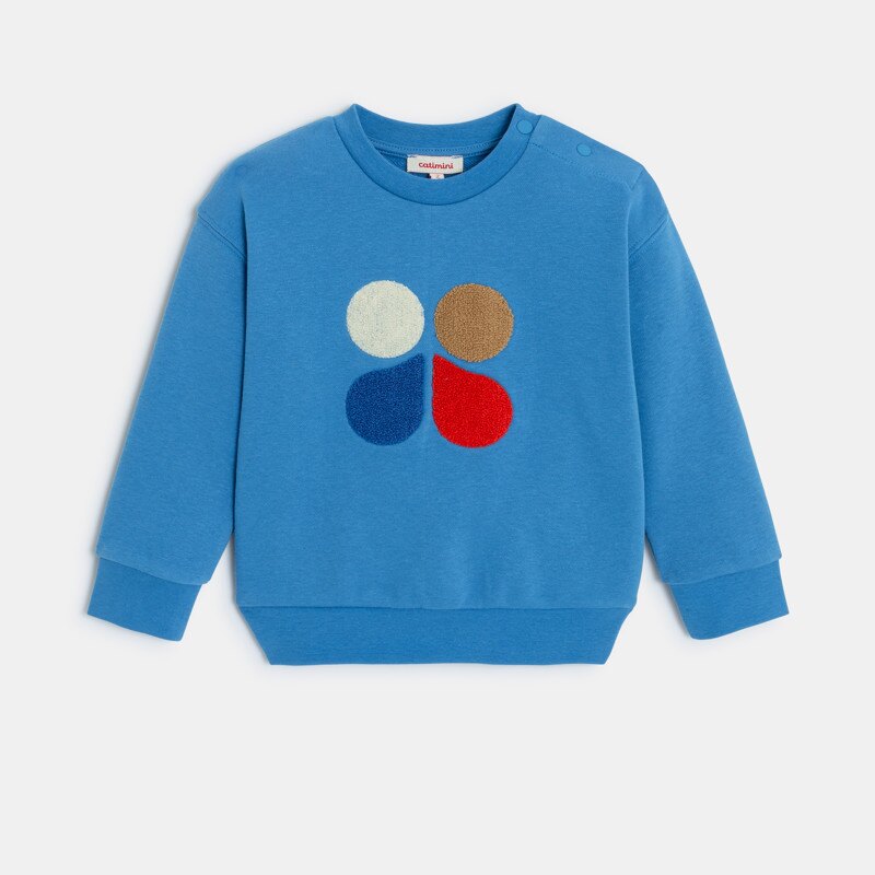 Sweat bébé garçon bleu en coton recyclé Catimini Bleu