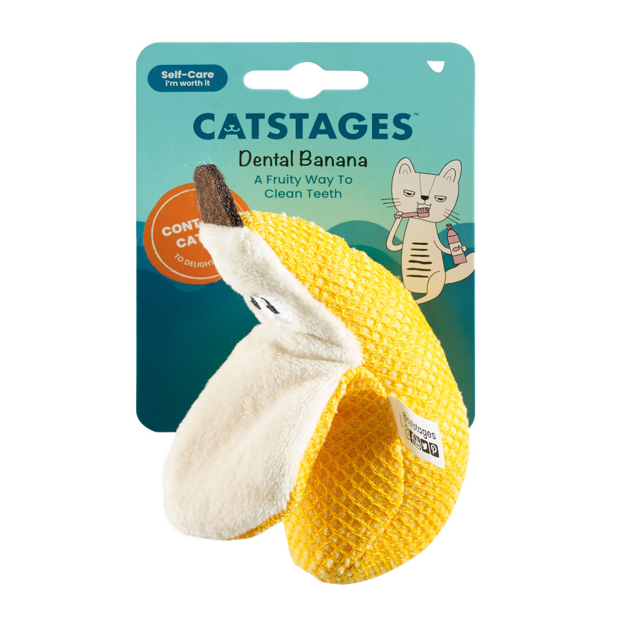 Banana de pelúcia dental Outward Hound Catstages para gatos