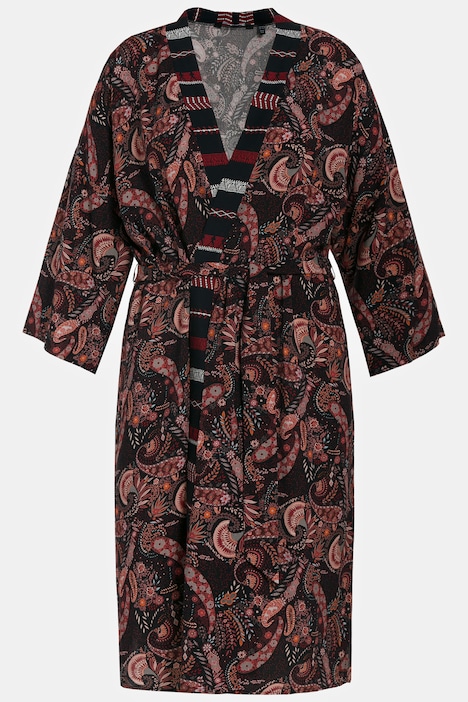 Kimono, Paisley, offene A-Linie, 3/4-Arm