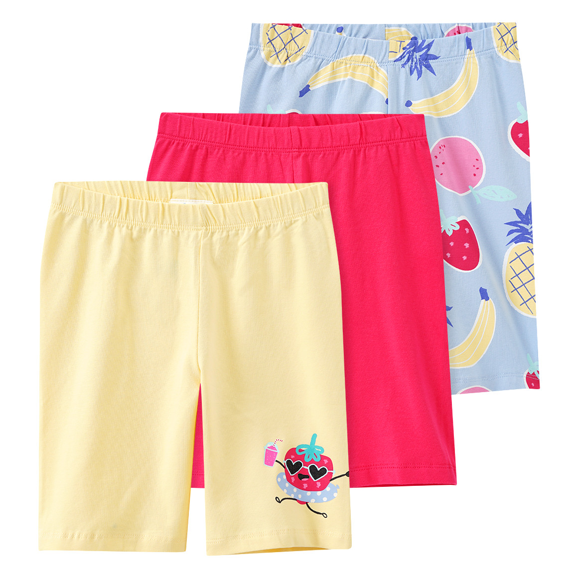 Famy 3 Mädchen Radler mit bunten Motiven hellgelb / rot / hellblau