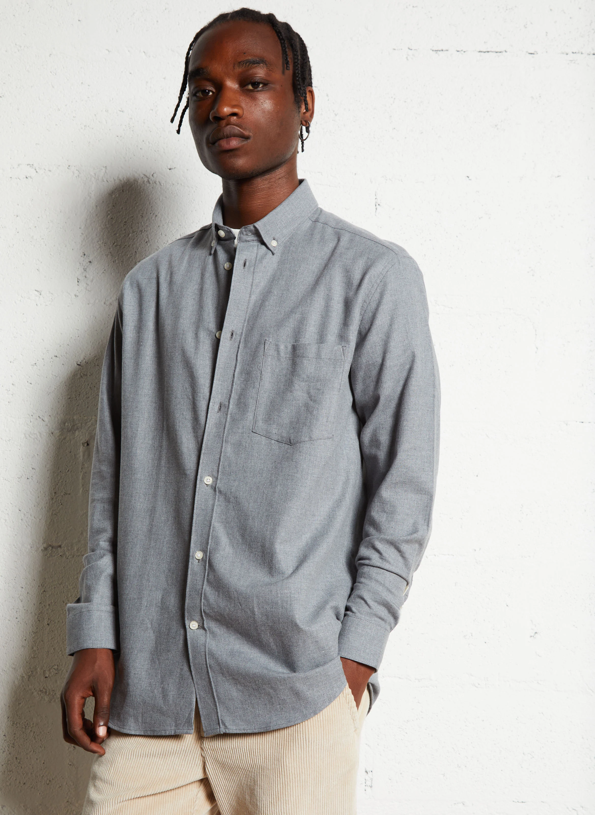CLANNEL - Chemise regular en coton | Gris