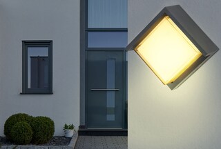 GLOBO LED Außenwandleuchte Jalla I 1-flg Anthrazit /Opalweiß 16x10cm H.16cm Metall,spritzwassergeschützt,feuchtraumgeeignet,Außen