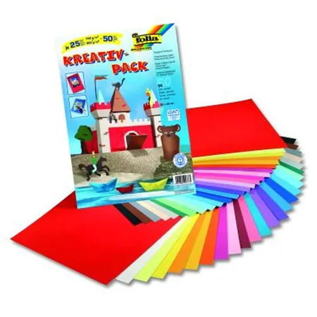 Folia Kreativpack Tonpapier und Fotokarton, 23 x 33 cm, 50 Blatt, 25 Farben