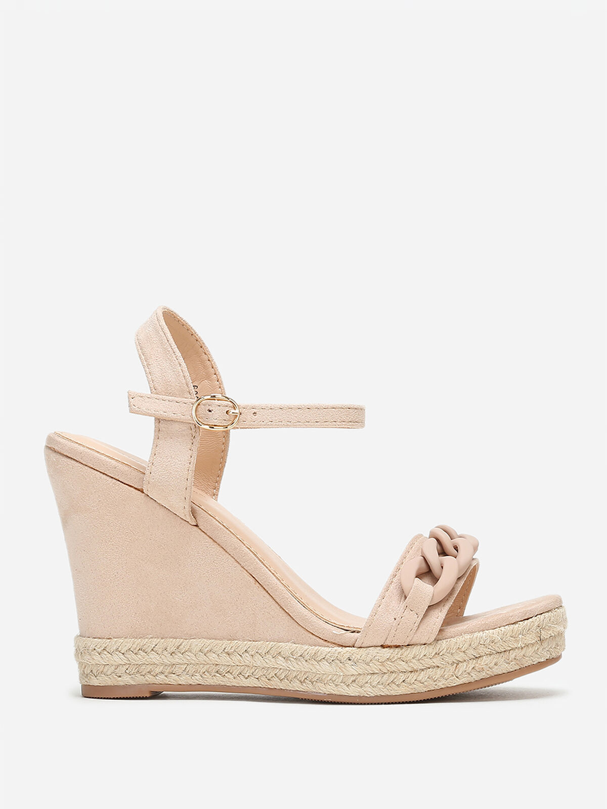 Sandales compensées beiges en suédine et cordage Beige- Beige
