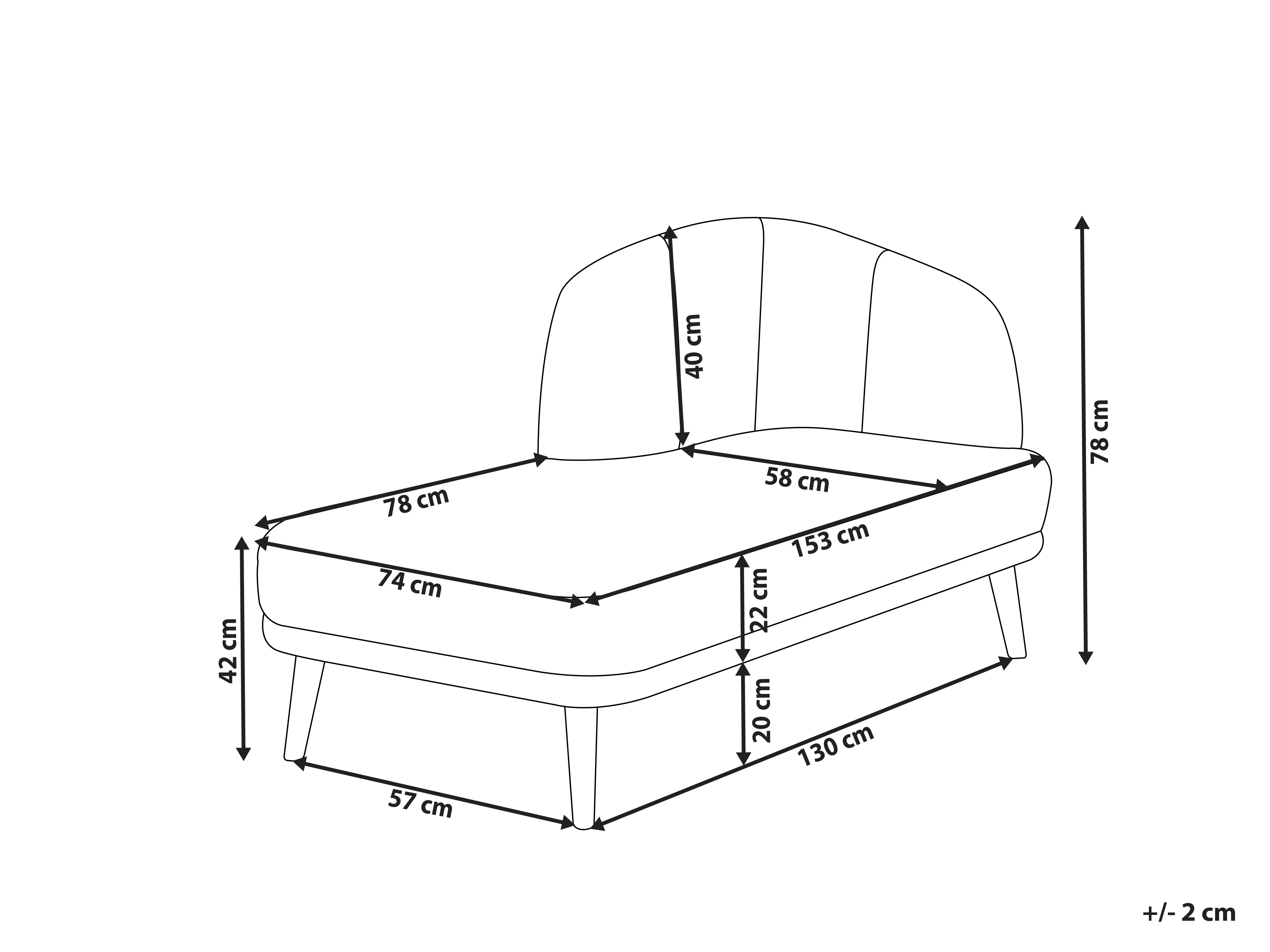 Rechtszijdige chaise longue TANLAY Stof Goudbruin