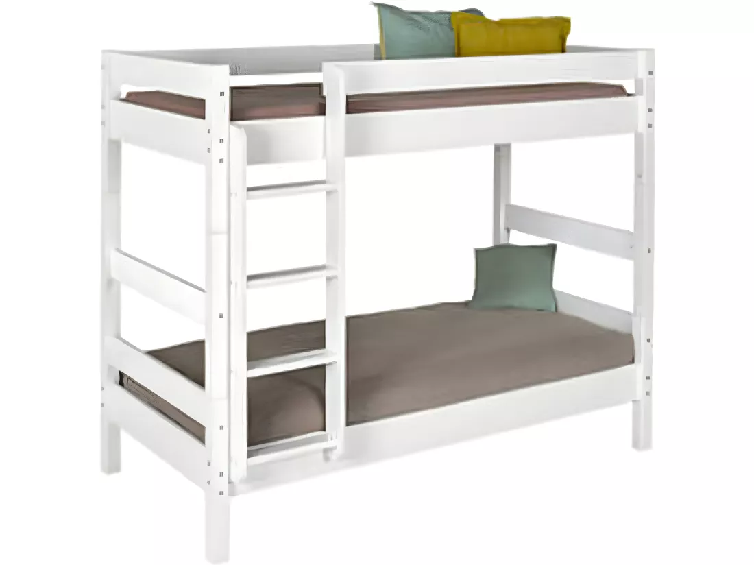 Lit superposé séparable 80x190 cm bois massif blanc AARON