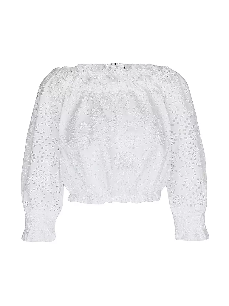GUESS Bluse Cropped Fit weiss