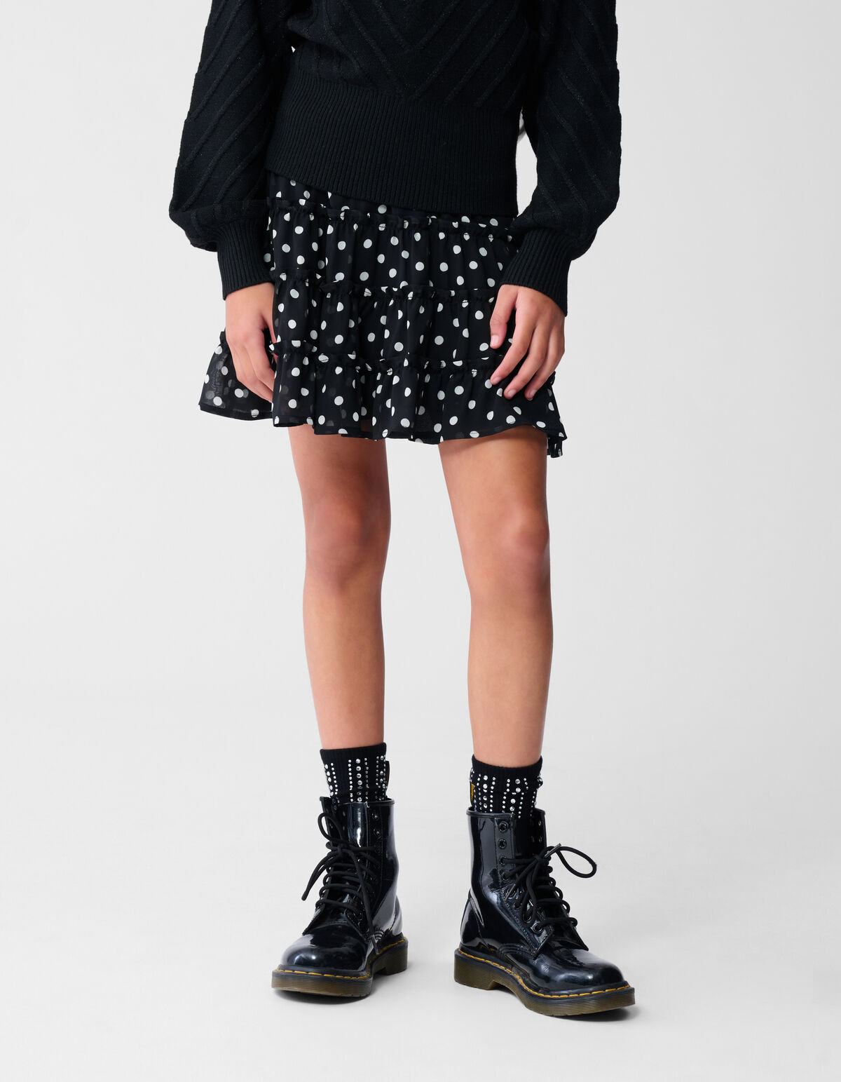 Polkadot Mini Rok Zwart