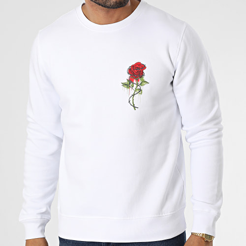 Sweat Crewneck Roses Barbed Blanc