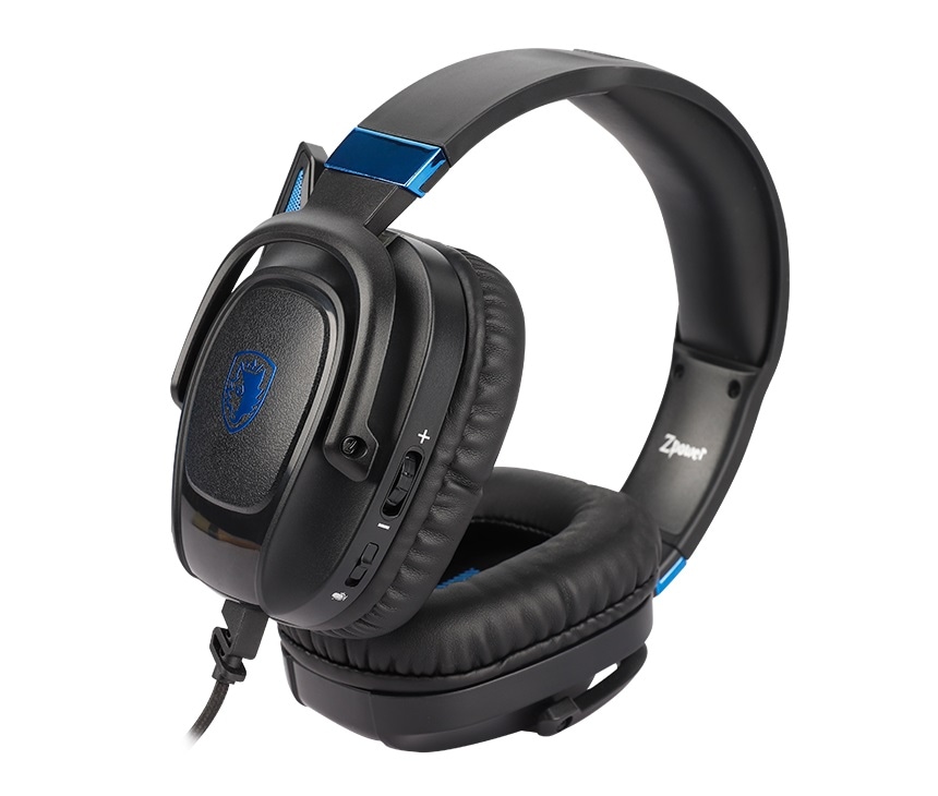 Sades Gaming-Headset »Zpower SA-732 Gaming Headset, schwarz/blau, USB, kabelgebunden« Stereo, Over Ear, PC, PST, XBox, Nintendo Switch, VR, Phone