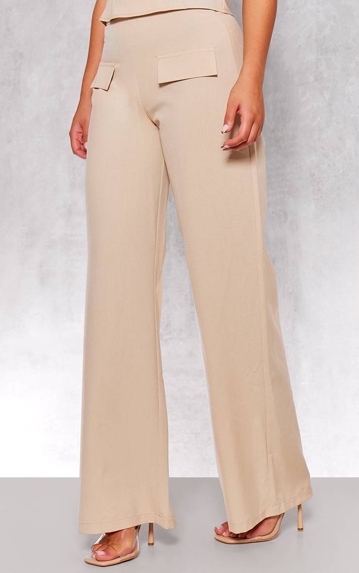 Gris Pierre Pantalon Large Tailleur Tissé À Détail De Poches Coordonné