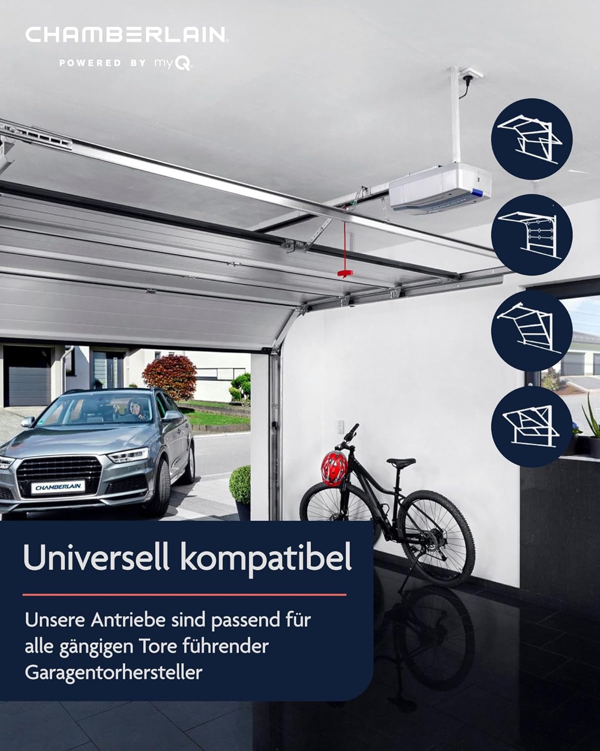 Chamberlain Premium ML1000EV Garagentorantrieb - Kraftvoll & Leise - Smart-Home-Fähiger Garagentoröffner - 1000 N Zugkraft - Einfache Montage