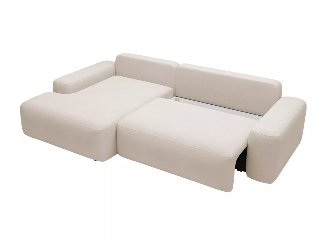 Canapé d'angle gauche convertible en tissu texturé beige DAVISO