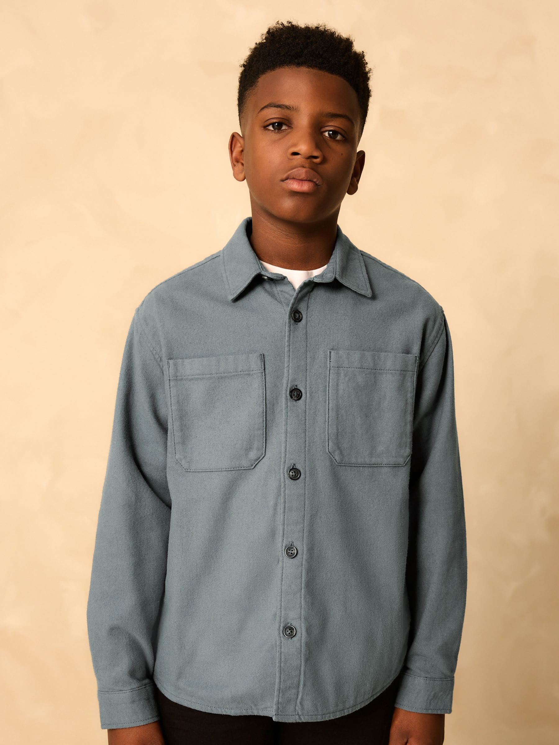 Petroliumblauw - Geborsteld overshirt (3-16jr)
