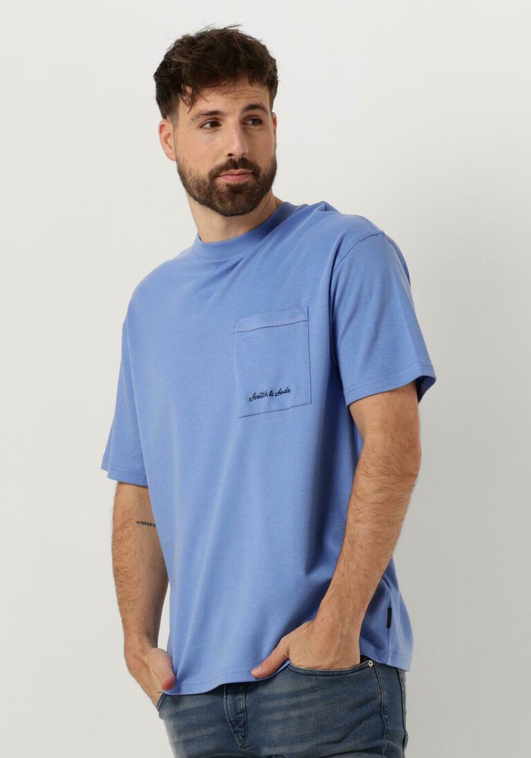 SCOTCH & SODA blauwe scotch & soda t-shirt cotton lyocell pocket t-shirt