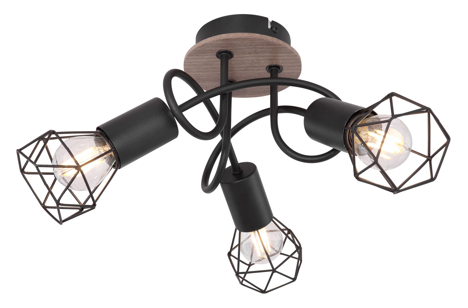 XARA I Deckenlampe schwarz 54802S-3DH, D/H: 38 x 21 cm, Metall, Holz