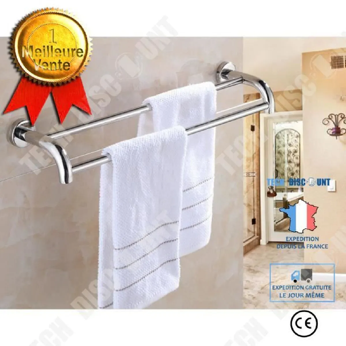 TECH DISCOUNT Porte-serviettes inox mural
