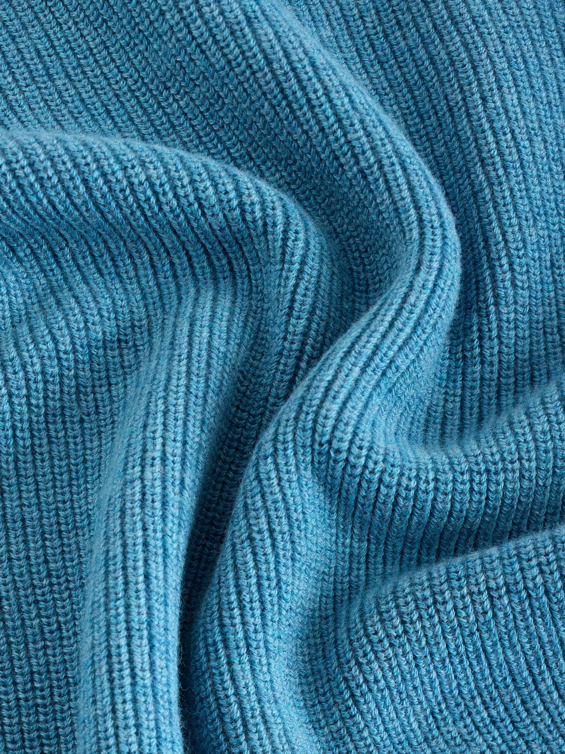 Blauw - Gebreide katoenen trui met ronde hals (3-16jr)