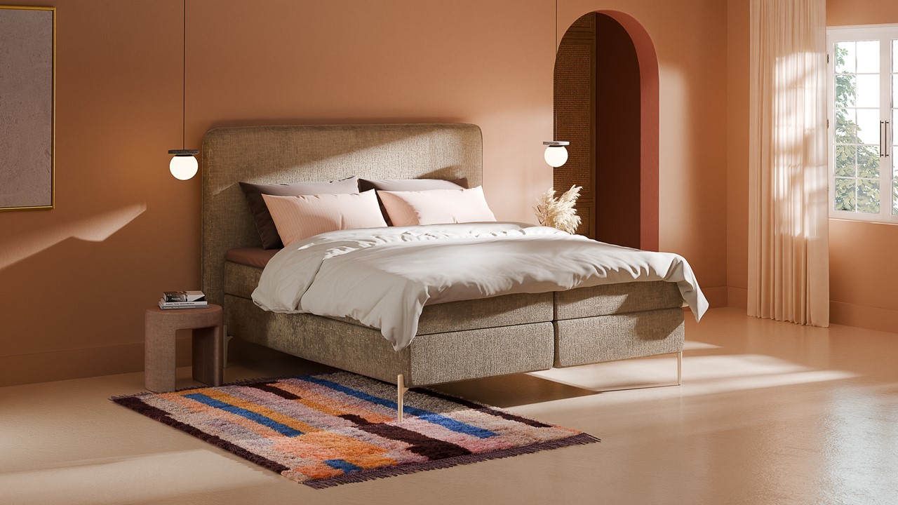 Boxspring Quartz - Velvet motif taupe