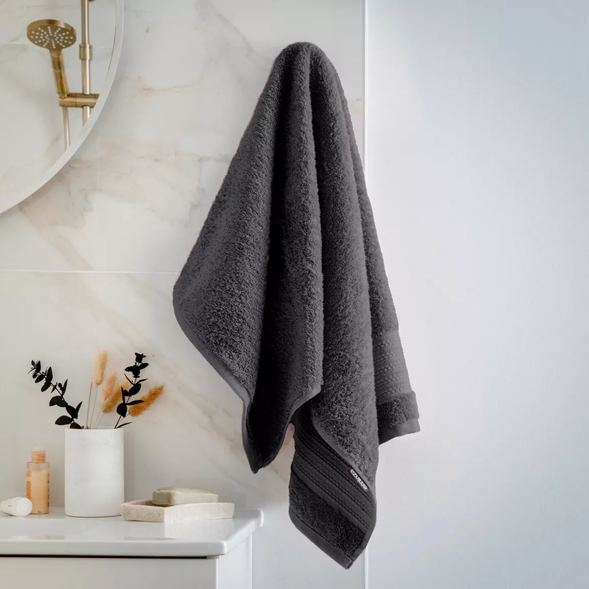 Serviette de bain coton bio (50 x 90 cm) Méline Gris orage