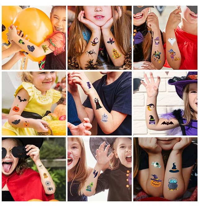 Midlertidige Halloween tatoveringer 10 ark MultiColor